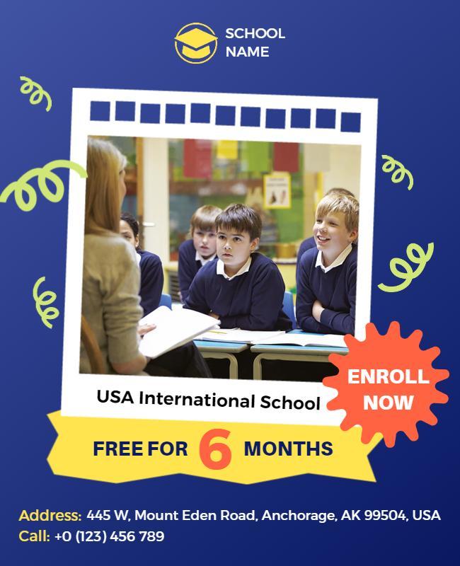 International School Enrollment Promotion Flyer Template