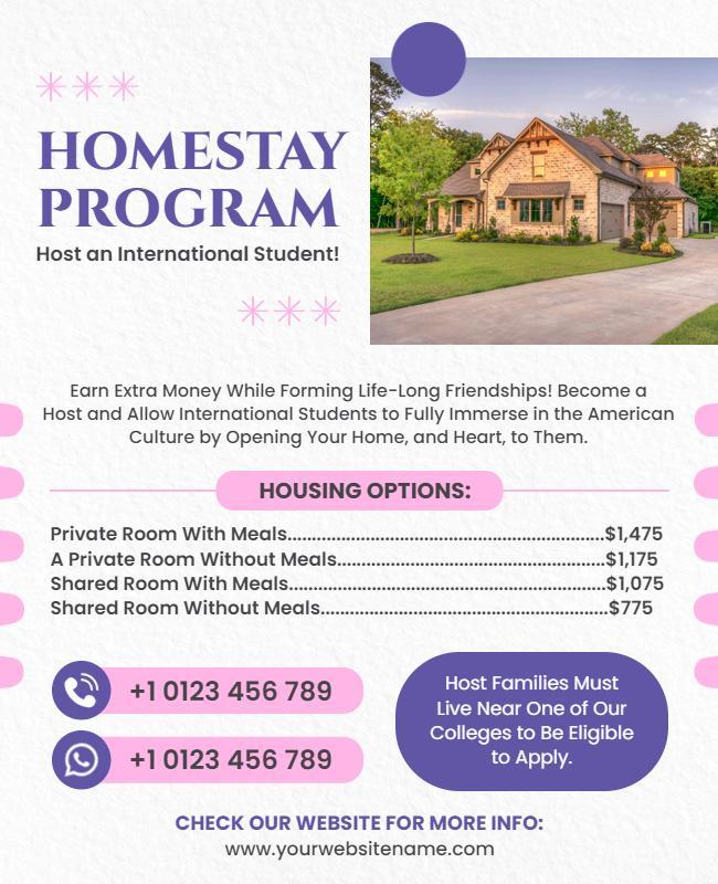 International Student Homestay Program Flyer Template