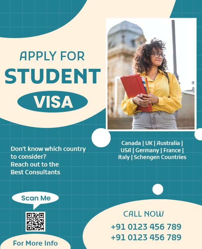 Modern Blue Geometric Student Visa Application Flyer Template