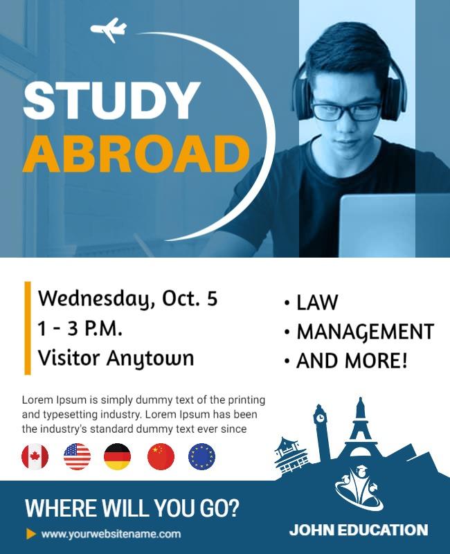 International Study Abroad Program Flyer Template