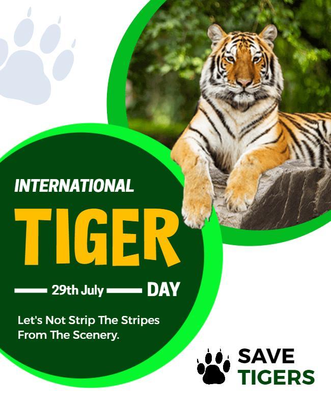 Vibrant Green Wildlife Conservation Tiger Day Flyer Template