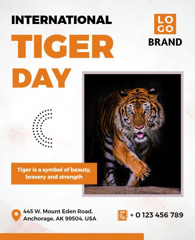 Bold Tiger Theme for International Tiger Day Celebration Flyer Template