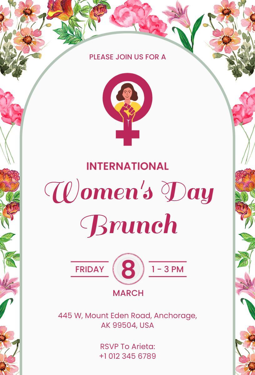 International Women's Day Brunch Celebration Invitation Template