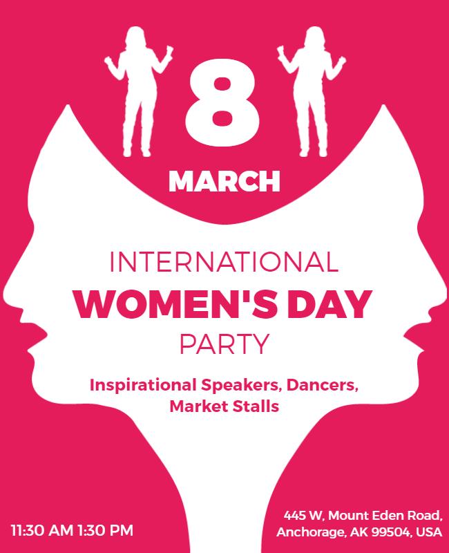 Feminine Silhouette Design for International Women’s Day Party Flyer Template