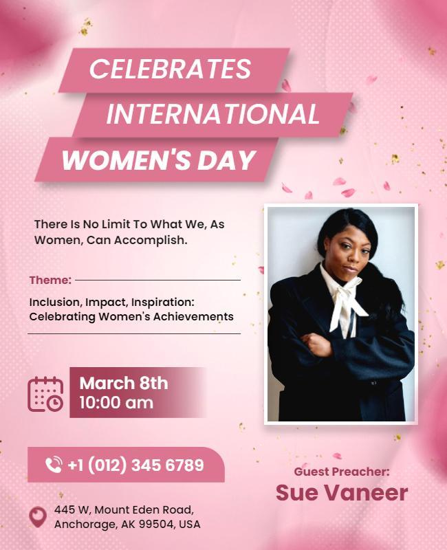 Vibrant Pink Women's Day Celebration Event Flyer Template