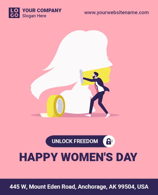 Colorful Pink Celebration for Happy Women's Day Flyer Template