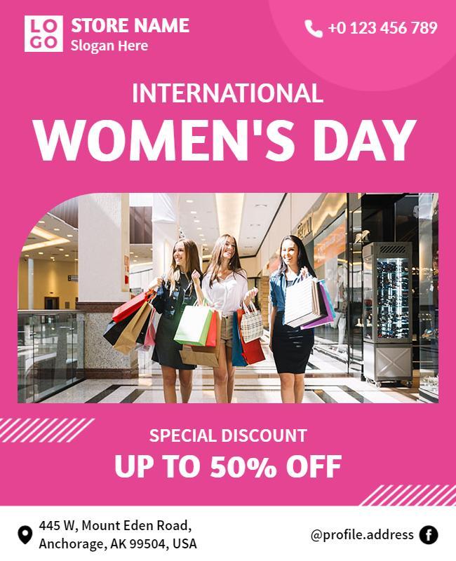 International Womens Day Shopping Discount Flyer Template