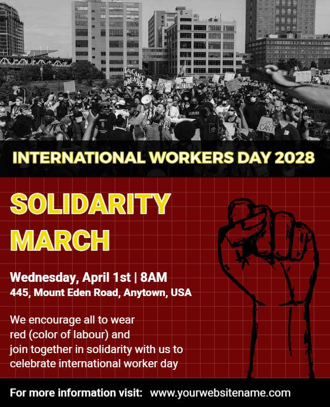 International Workers Day Solidarity March Flyer Template