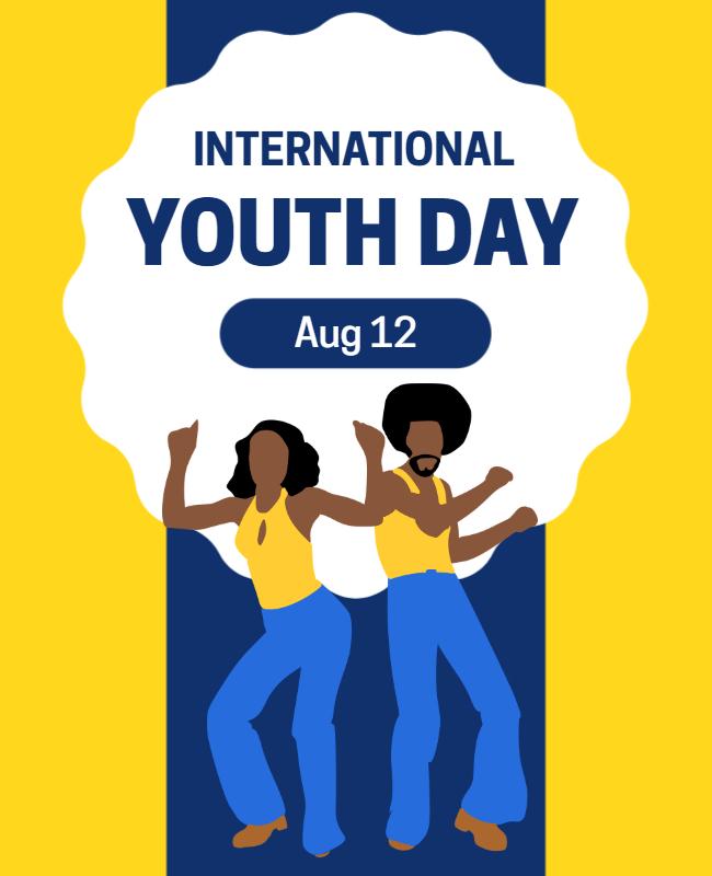 Colorful Illustrated Dancers for International Youth Day Flyer Template