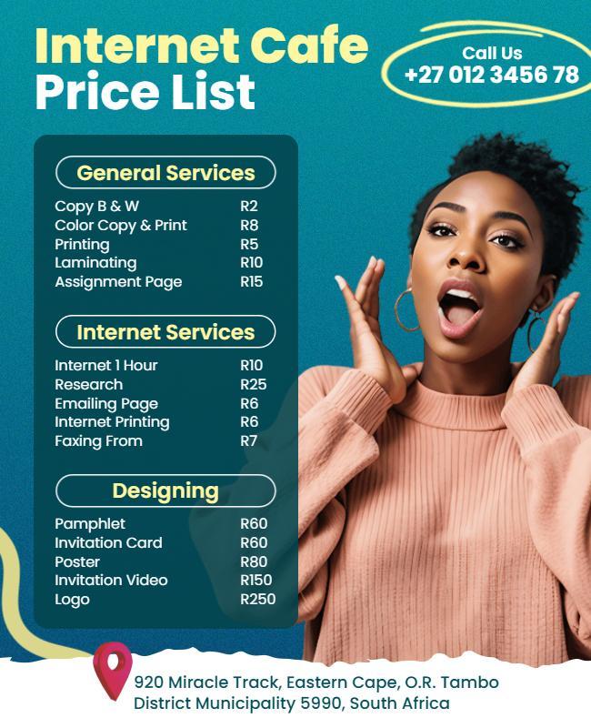 Internet Cafe Price List Services Flyer Template