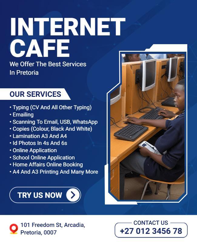 Internet Cafe Services Promotion Flyer Template