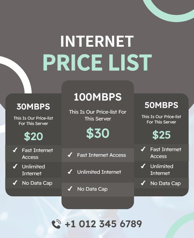 Internet Service Price List Flyer Template