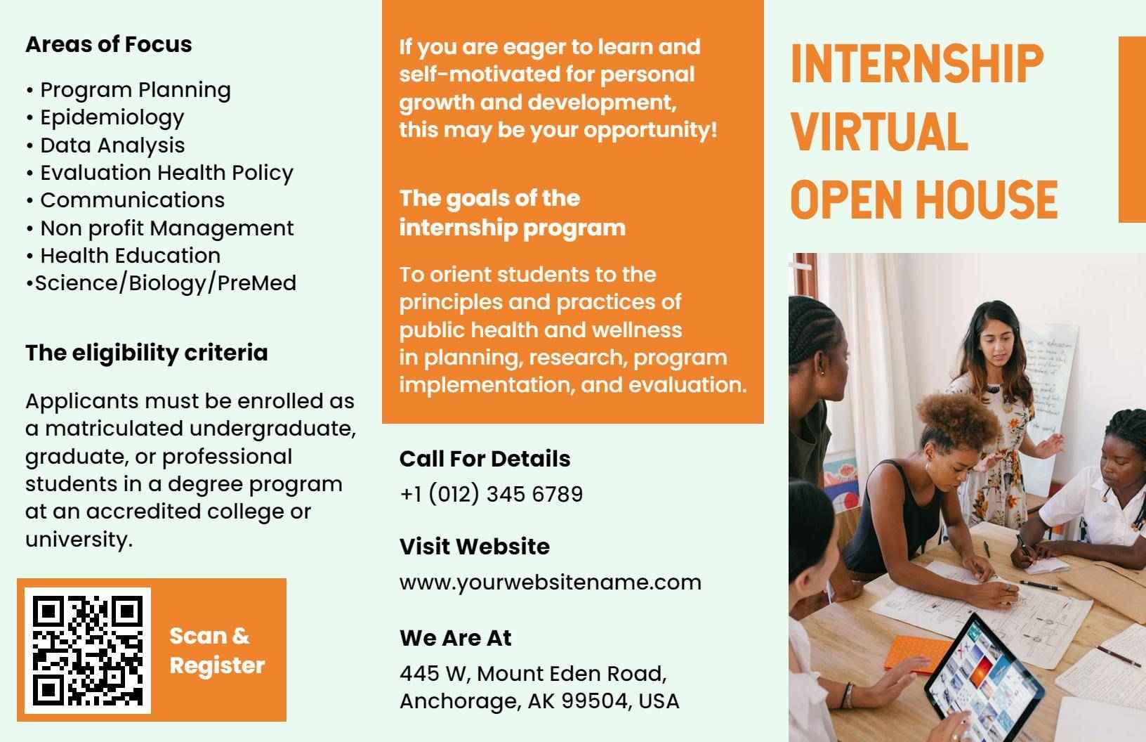 Internship Virtual Open House Education Program Brochure Template