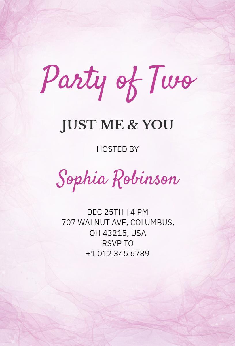Intimate Just Me You Celebration Party Invitation Template