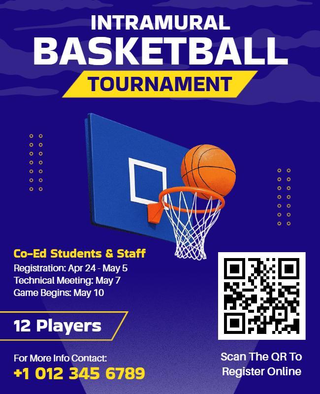 Intramural Basketball Tournament Event Flyer Template