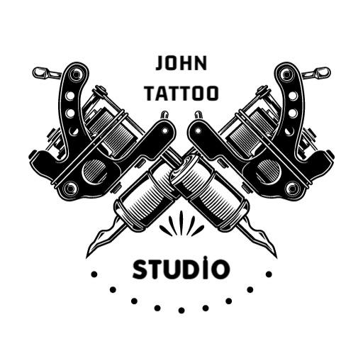 Intricate Black Tattoo Machine Design for Art Studio Logo Template