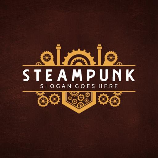 Intricate Gold and Brown Steampunk Design with Gears Logo Template