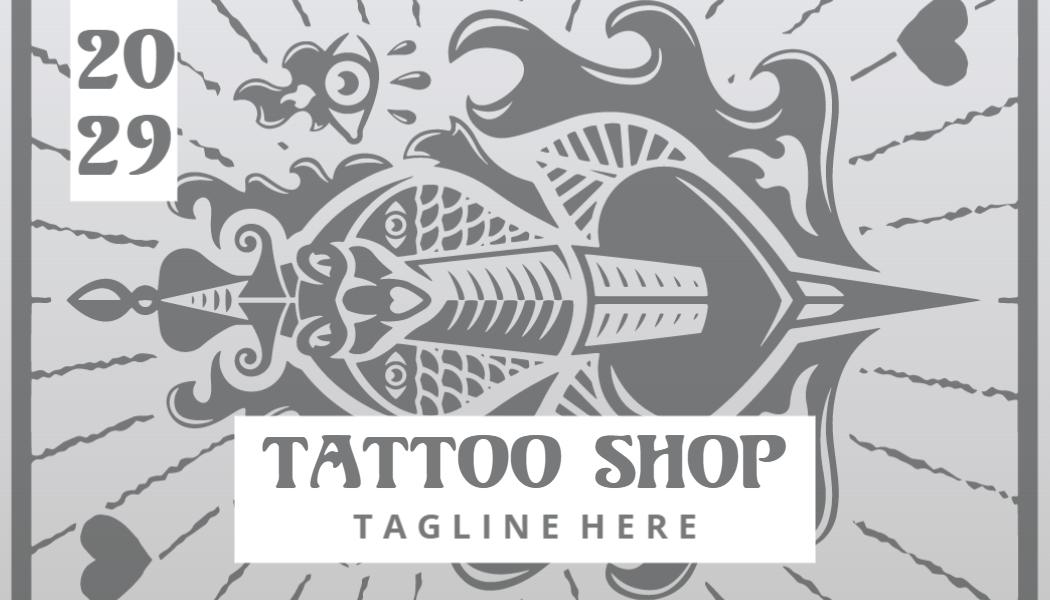 Intricate Monochrome Tattoo Art Shop Business Card Template