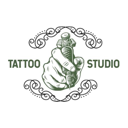 Intricate Sketch of a Hand Holding Tattoo Needle Logo Template