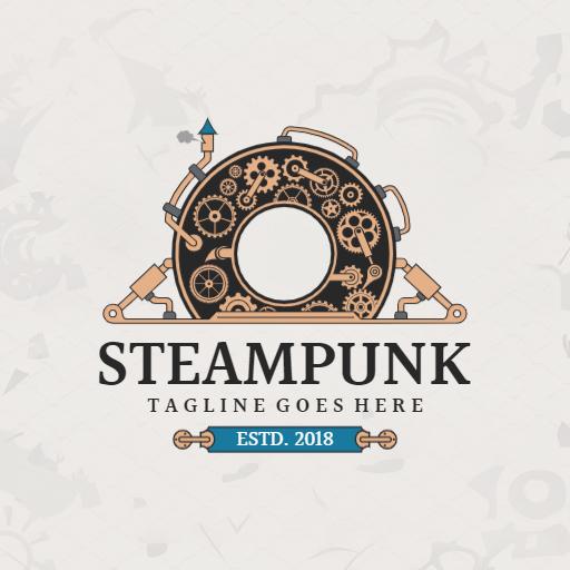 Intricate Steampunk Design Featuring Vintage Gears and Mechanisms Logo Template