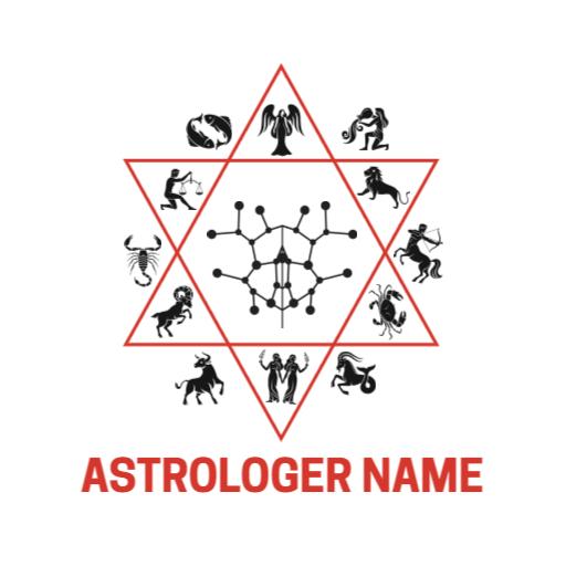 Intricate Zodiac Design Featuring Astrological Symbols Logo Template
