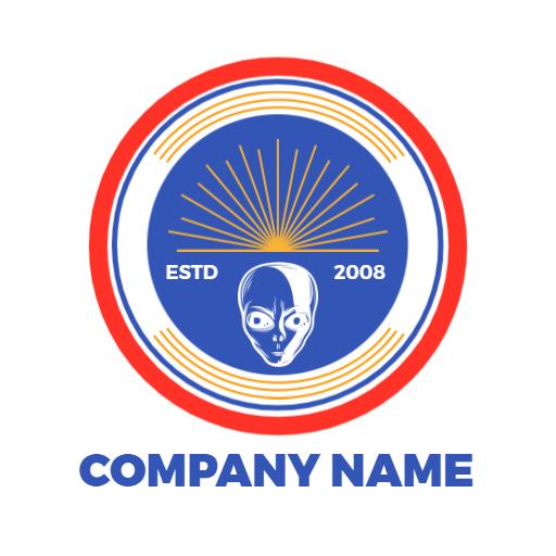 Intriguing Blue Alien Design with Radiant Sun Logo Template