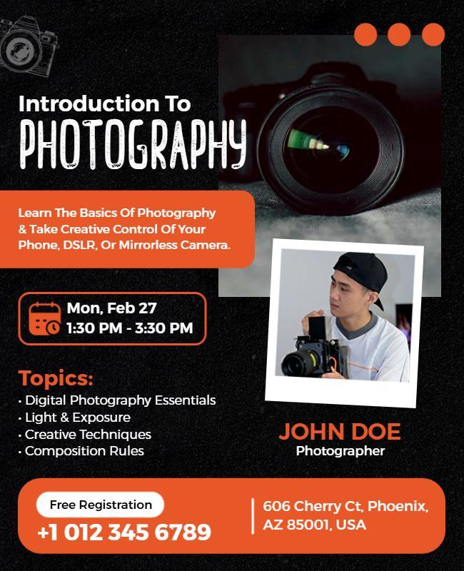 Introduction to Photography Class Flyer Template