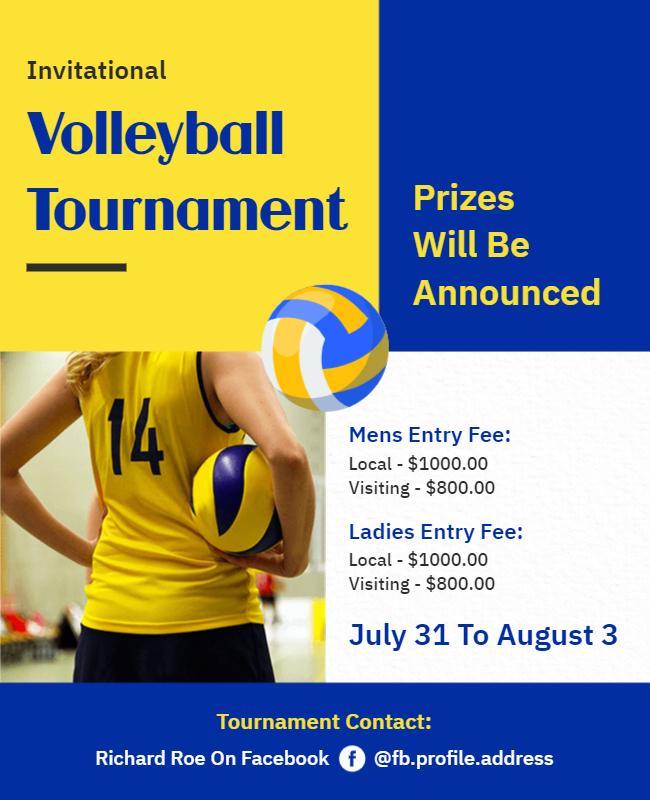 Invitational Volleyball Tournament Announcement Flyer Template