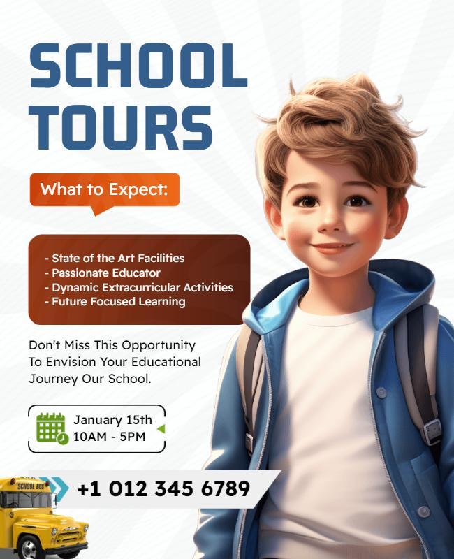 Inviting Blue School Tours Information Event Poster Template
