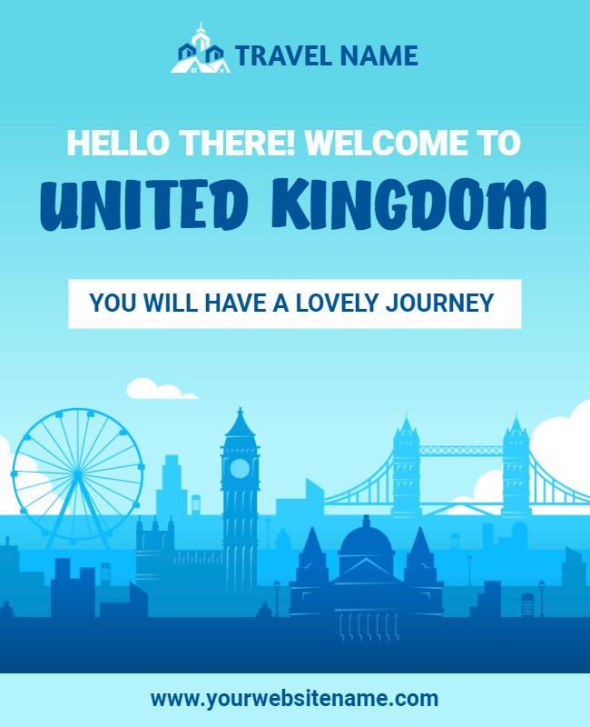 Inviting Blue Travel Destination United Kingdom Poster Template