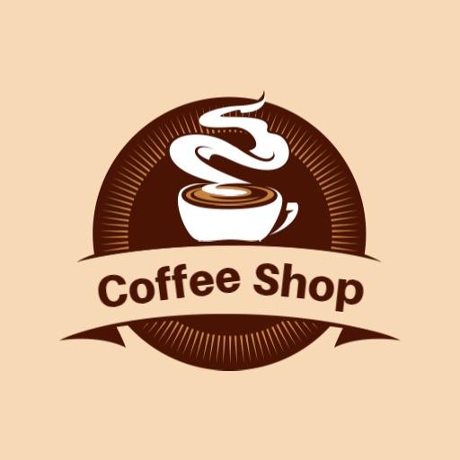 Inviting Brown Coffee Cup with Steam Artwork Coffee Shop Logo Template