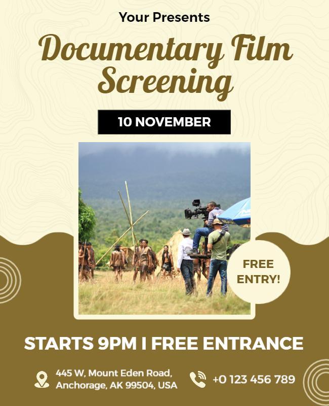 Inviting Earthy Toned Documentary Film Screening Poster Template