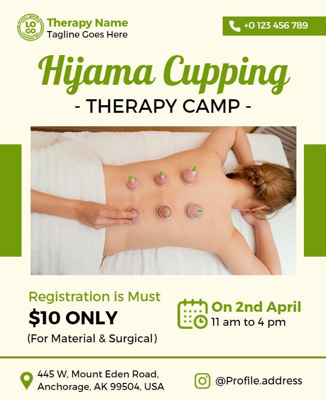 Inviting Green Hijama Cupping Therapy Camp Poster Template