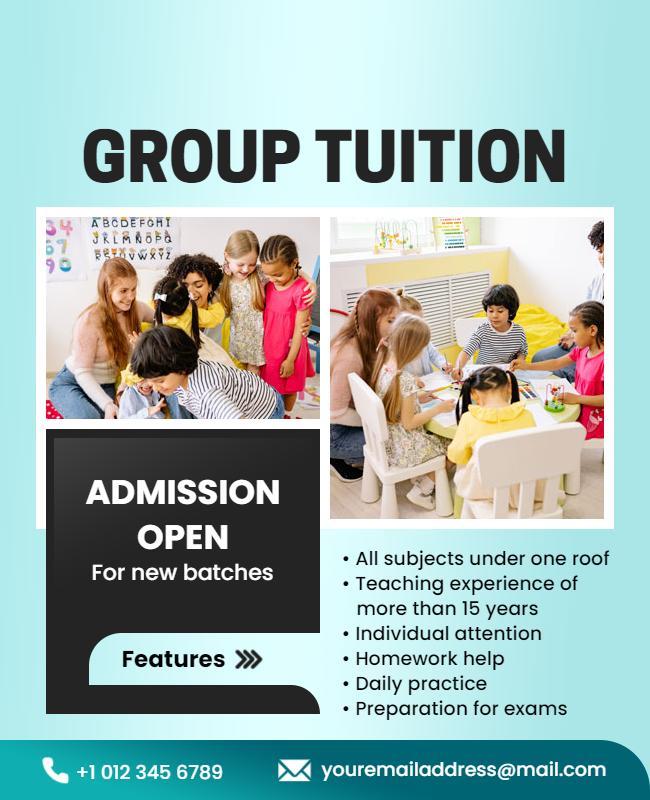 Inviting Light Blue Group Tuition Enrollment Poster Template