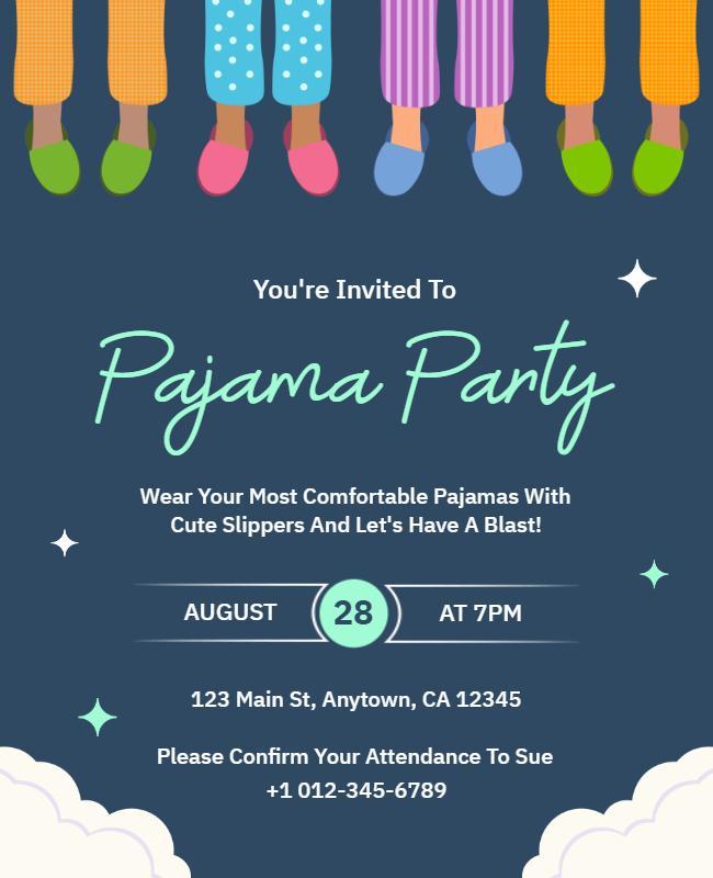 Inviting Pajama Party Celebration Flyer Template