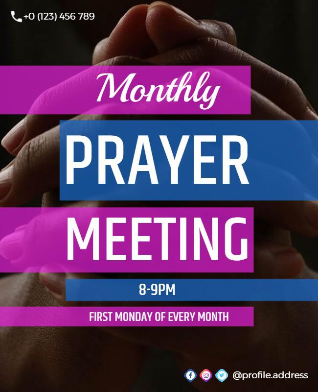 Inviting Prayer Meeting Announcement in Blue and Pink Poster Template