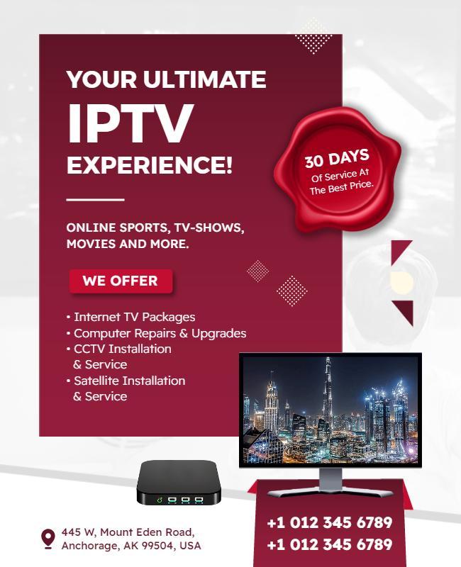 Dynamic Red IPTV Service Experience Promotion Flyer Template