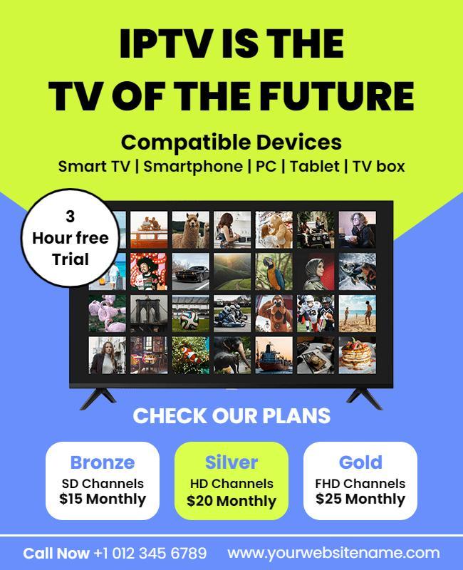 Bold Green IPTV Future Technology Subscription Plans Flyer Template