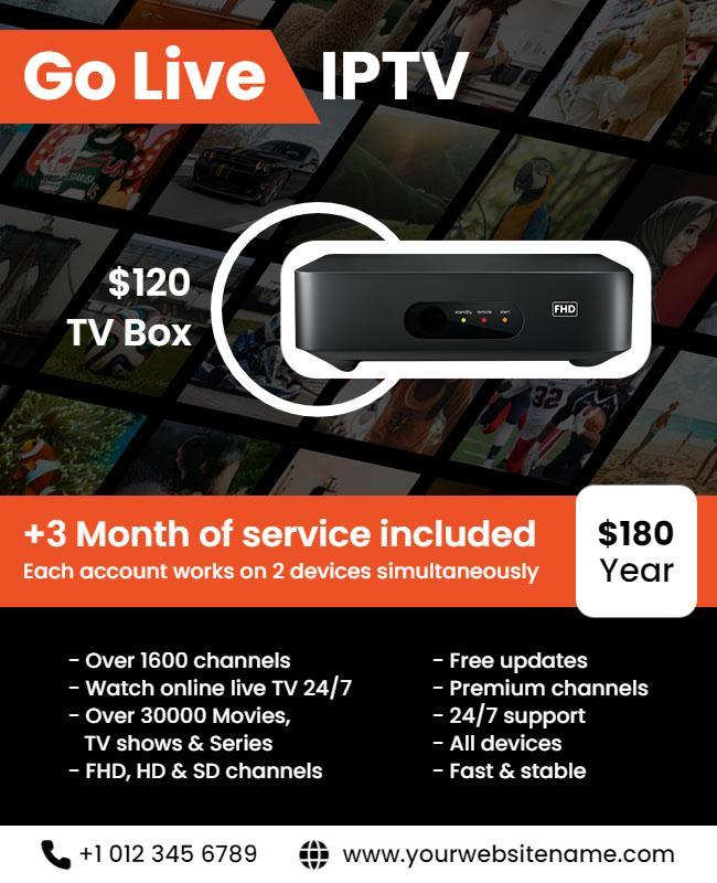 Modern Black IPTV Streaming Service Offer Flyer Template