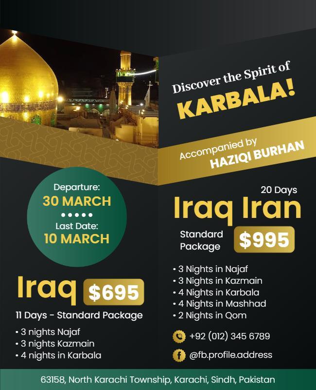 Iraq and Iran Religious Tour Package Flyer Template