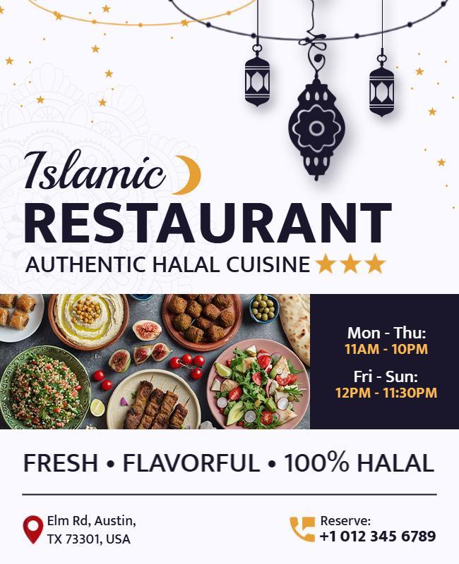 Islamic Halal Restaurant Promotional Flyer Template