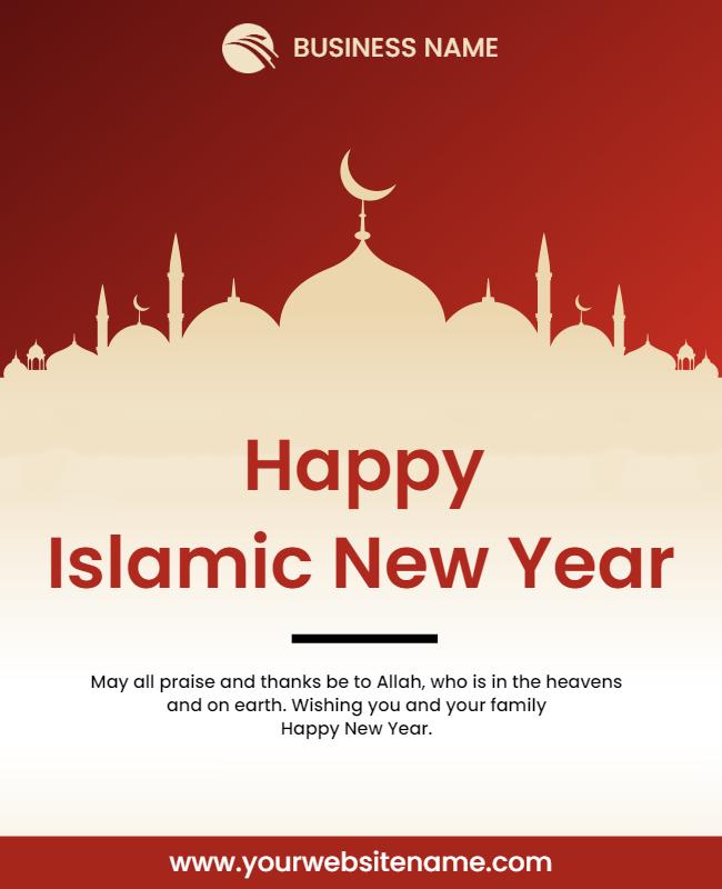 Elegant Red Islamic New Year Celebration Flyer Template