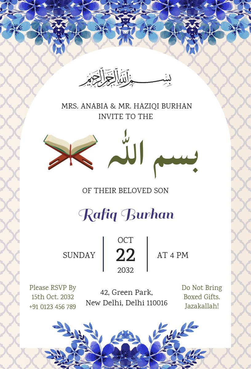 Islamic Religious Ceremony Celebration Invitation Template