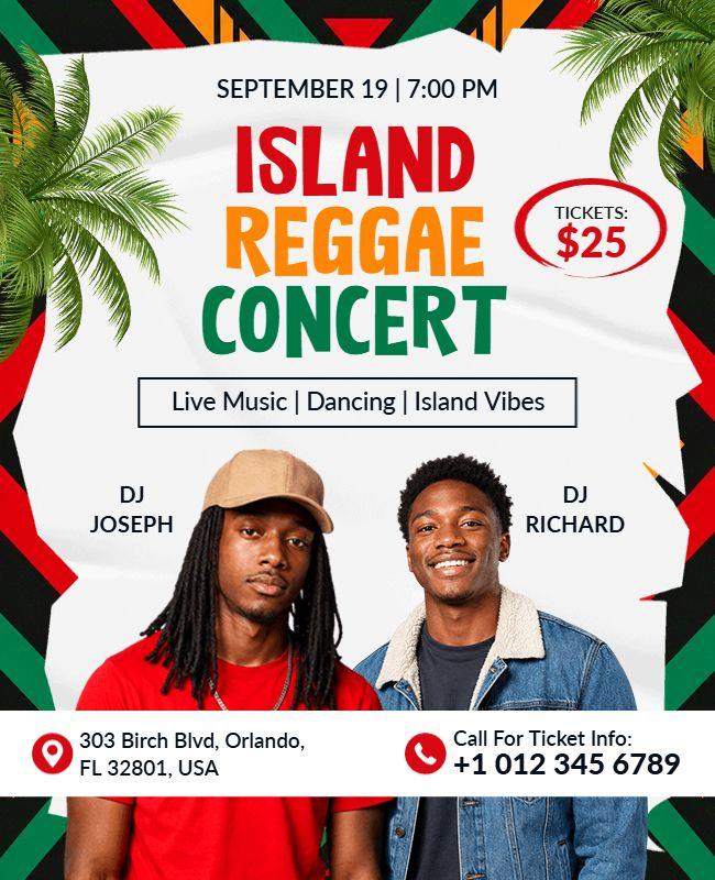 Island Reggae Concert Event Flyer Template