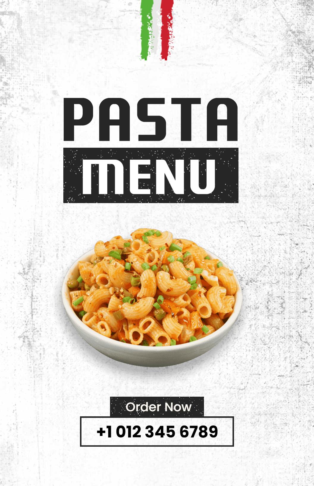 Italian Cuisine Themed Pasta Menu Template