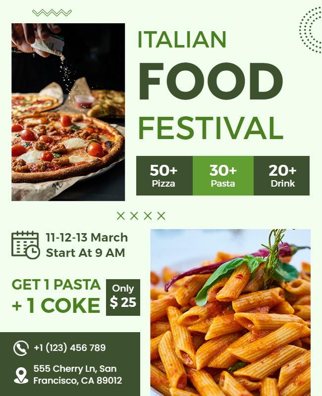 Italian Food Festival Promotional Flyer Template