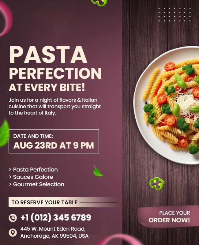 Italian Pasta Night Event Flyer Template