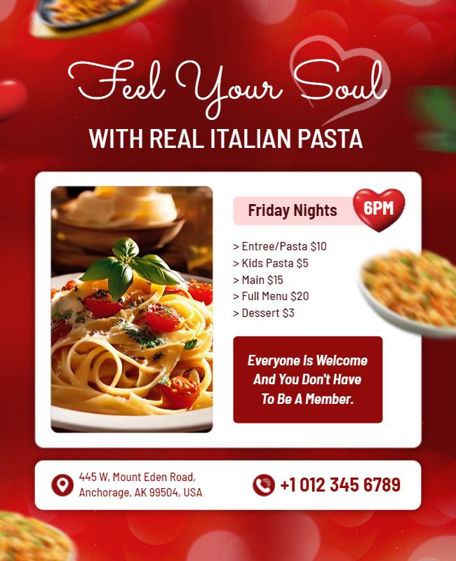 Italian Pasta Night Special Offer Flyer Template