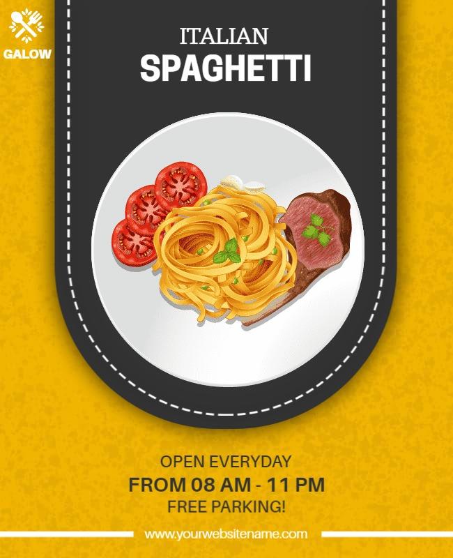 Italian Spaghetti Restaurant Promotion Flyer Template