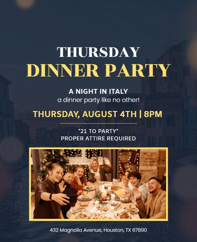 Italian Themed Dinner Party Event Flyer Template